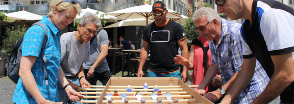 table soccer box building with match