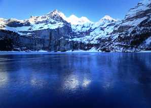 Fishing in the ice on the Oeschinensee