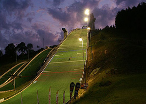 Airboarding on the ski jump slope