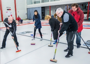 Fun curling in Bern - team event with ice, stone and broom