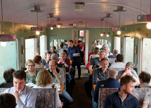 Eating on the train group excursion neuchâtel