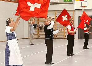 Team flag waving