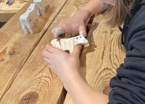 Wooden cow carving