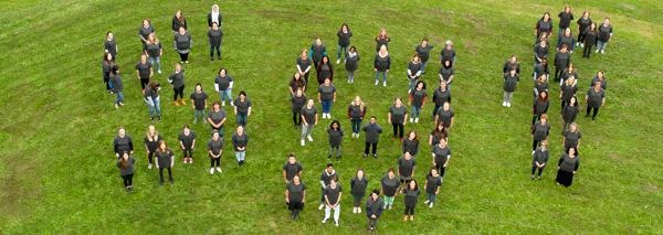 A human logo photographed by drone