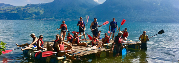 Raft building on the Thunersee