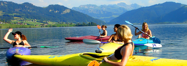 Kayak tour on a Swiss lake