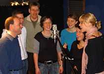 Team fun in the recording studio