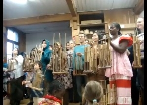 Music workshop with bamboo instruments